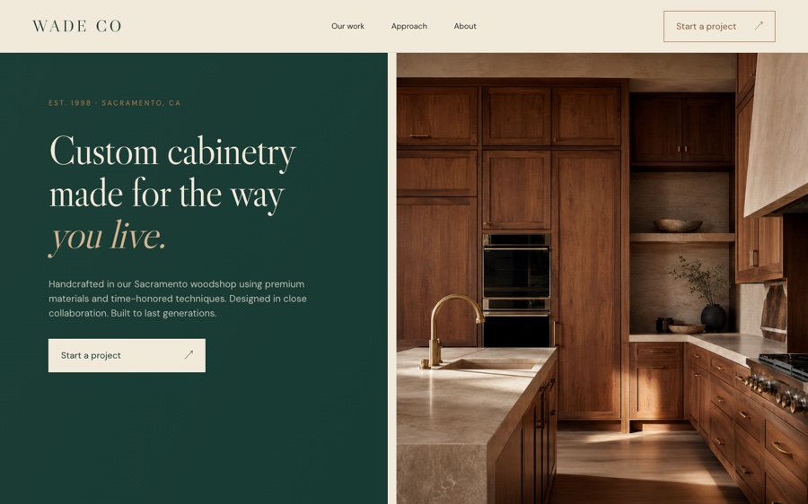 Wade Co. cabinetry website