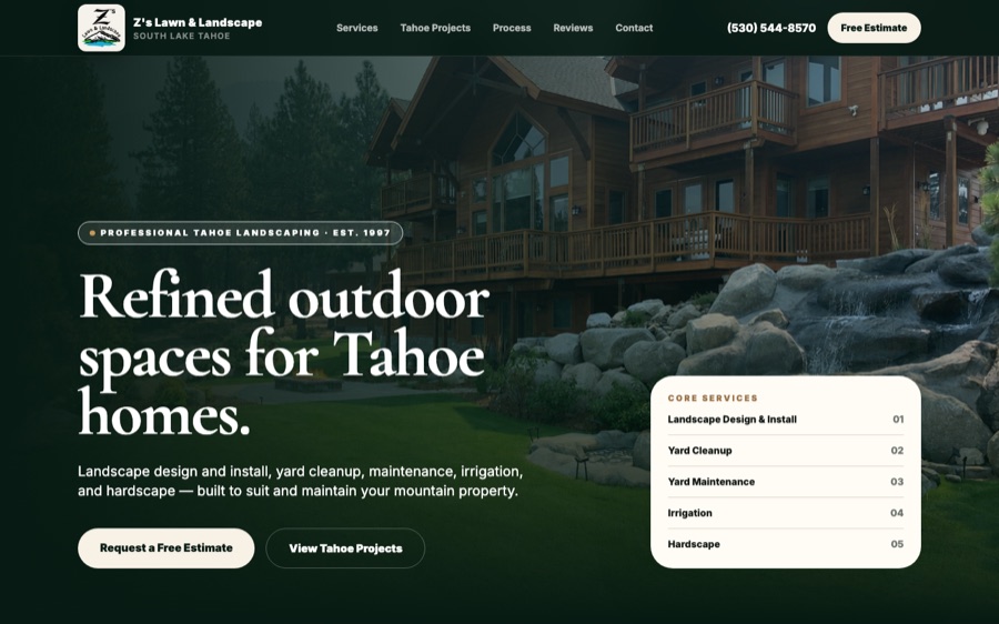 Z's Lawn & Landscape website